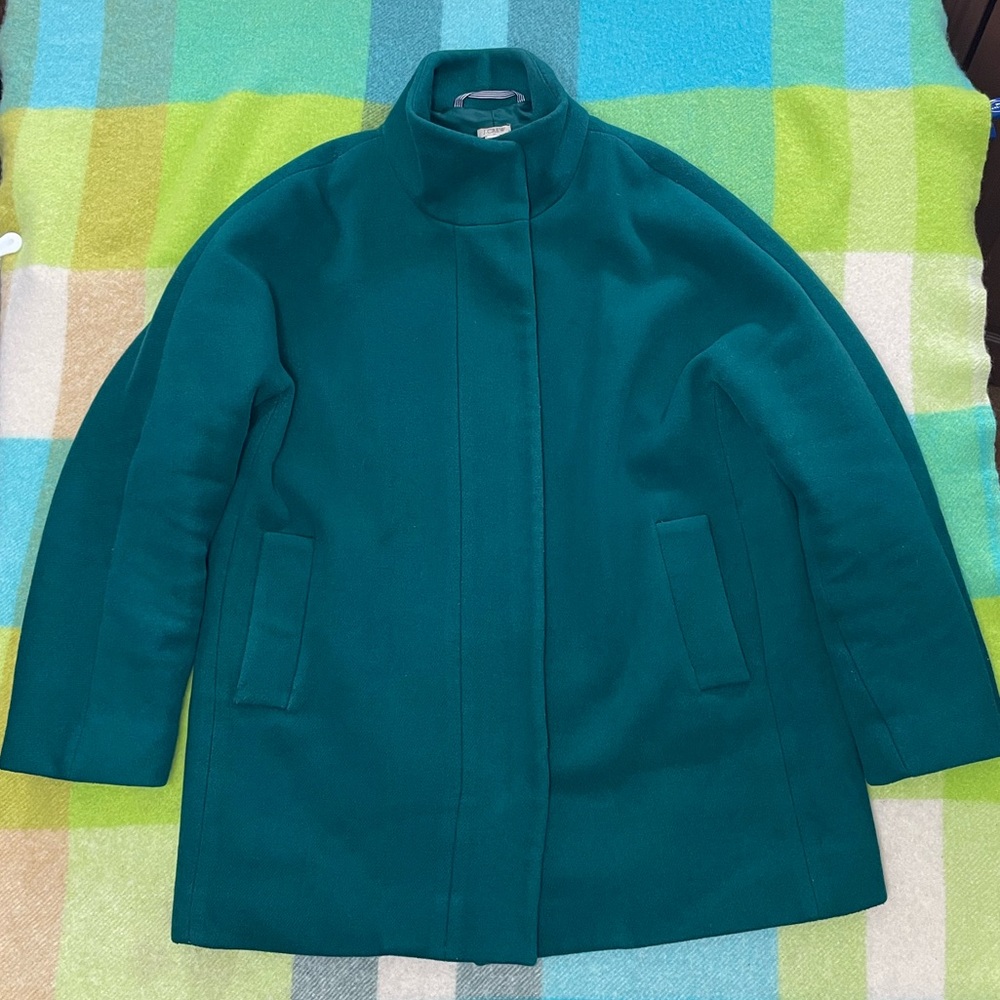 J.Crew Factory Wool Blend City Coat Emerald Green Women's
